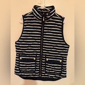 J Crew stripe puffer vest - navy and white, size medium, EUC